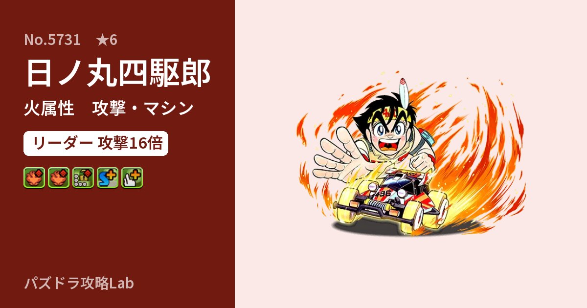 【パズドラ】日ノ丸四駆郎の性能・覚醒・スキルのアイキャッチ