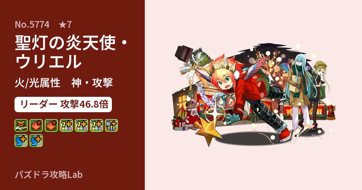 【パズドラ】聖灯の炎天使・ウリエルの性能・覚醒・スキルのアイキャッチ
