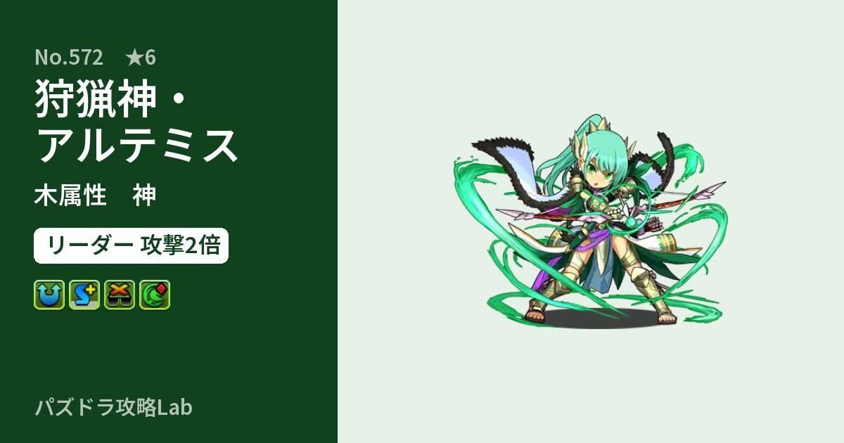 【パズドラ】狩猟神・アルテミスの性能・覚醒・スキルのアイキャッチ