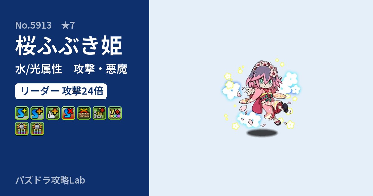 【パズドラ】桜ふぶき姫の性能・覚醒・スキルのアイキャッチ