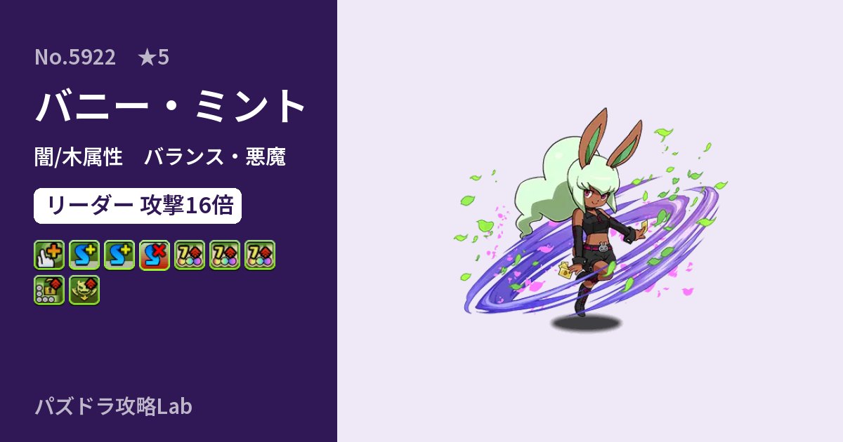 【パズドラ】バニー・ミントの性能・覚醒・スキルのアイキャッチ
