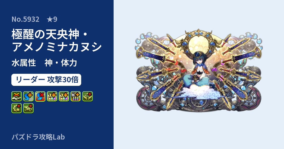 【パズドラ】極醒の天央神・アメノミナカヌシの性能・覚醒・スキルのアイキャッチ