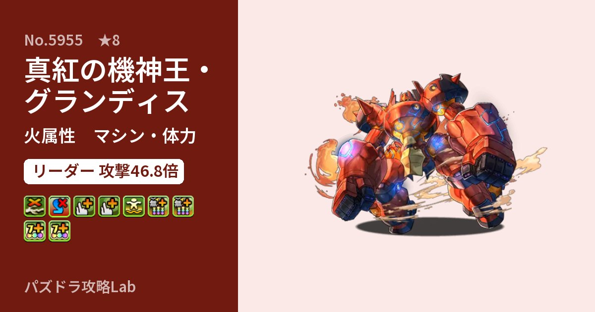 【パズドラ】真紅の機神王・グランディスの性能・覚醒・スキルのアイキャッチ