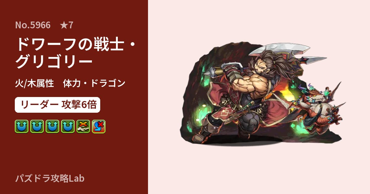【パズドラ】ドワーフの戦士・グリゴリーの性能・覚醒・スキルのアイキャッチ