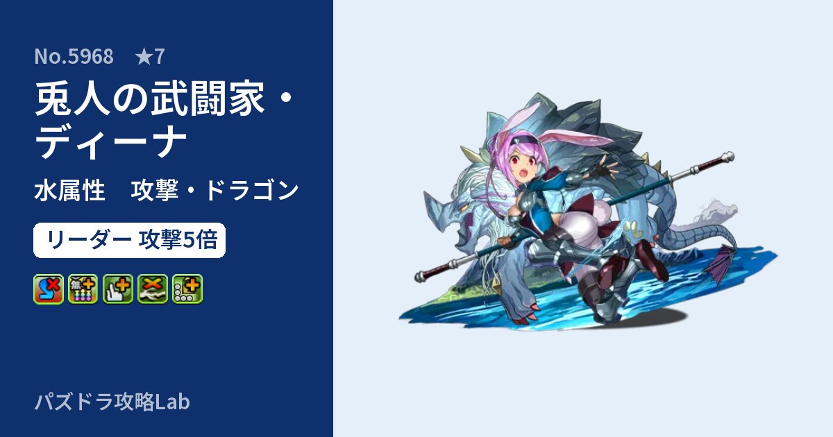 【パズドラ】兎人の武闘家・ディーナの性能・覚醒・スキルのアイキャッチ