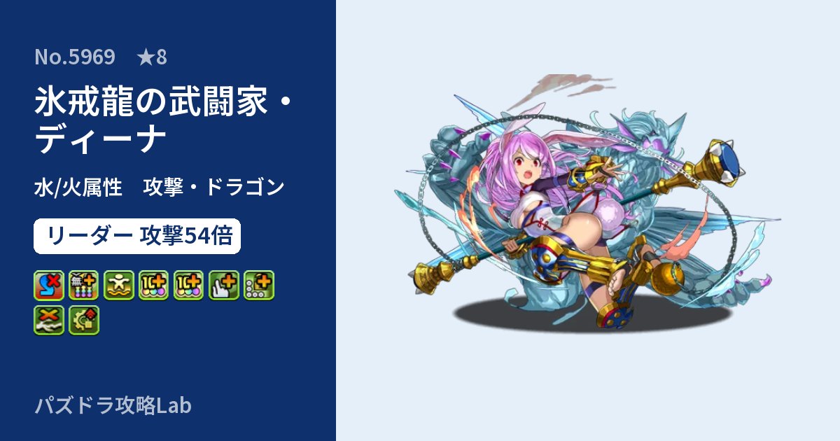 【パズドラ】氷戒龍の武闘家・ディーナの性能・覚醒・スキルのアイキャッチ