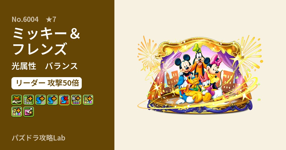 【パズドラ】ミッキー＆フレンズの性能・覚醒・スキルのアイキャッチ