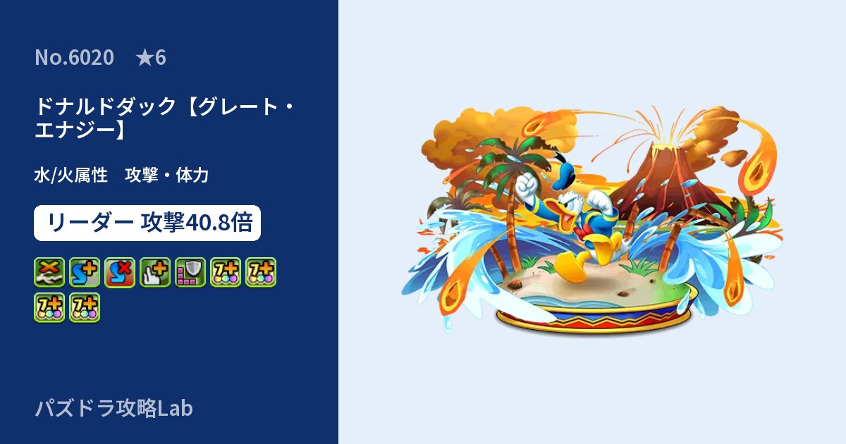 【パズドラ】ドナルドダック【グレート・エナジー】の性能・覚醒・スキルのアイキャッチ