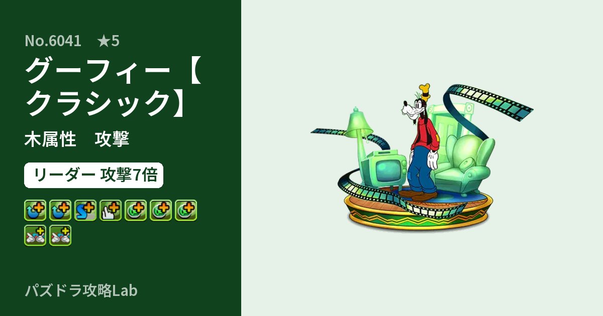 【パズドラ】グーフィー【クラシック】の性能・覚醒・スキルのアイキャッチ