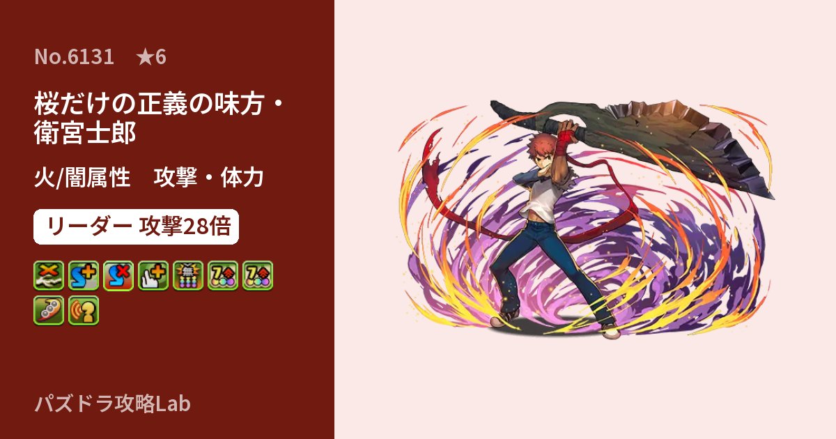 【パズドラ】桜だけの正義の味方・衛宮士郎の性能・覚醒・スキルのアイキャッチ