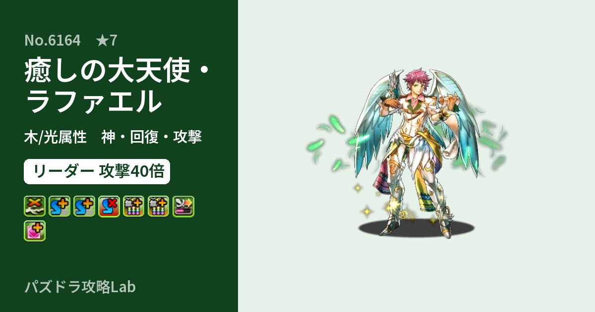 【パズドラ】癒しの大天使・ラファエルの性能・覚醒・スキルのアイキャッチ