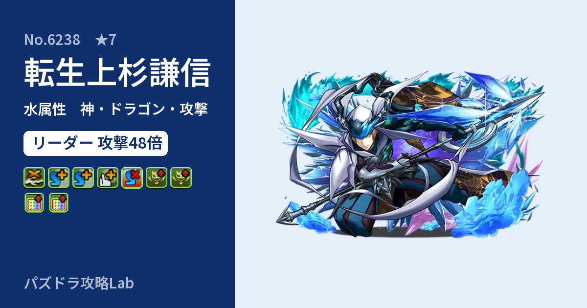 【パズドラ】転生上杉謙信の性能・覚醒・スキルのアイキャッチ
