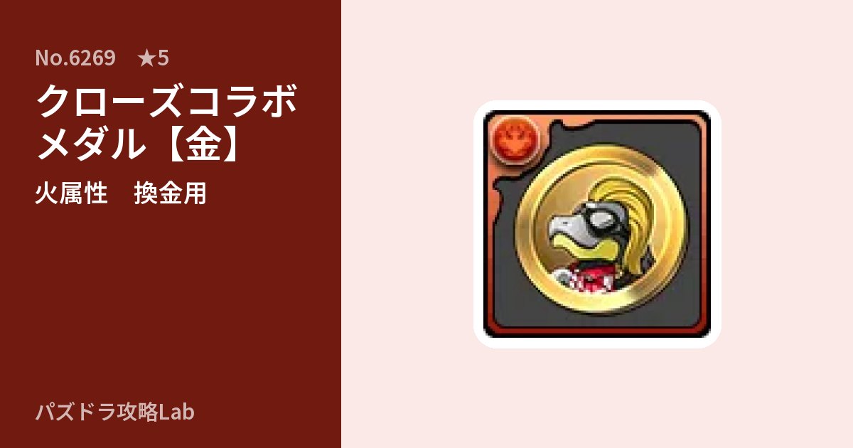 【パズドラ】クローズコラボメダル【金】の使い道とステータスのアイキャッチ