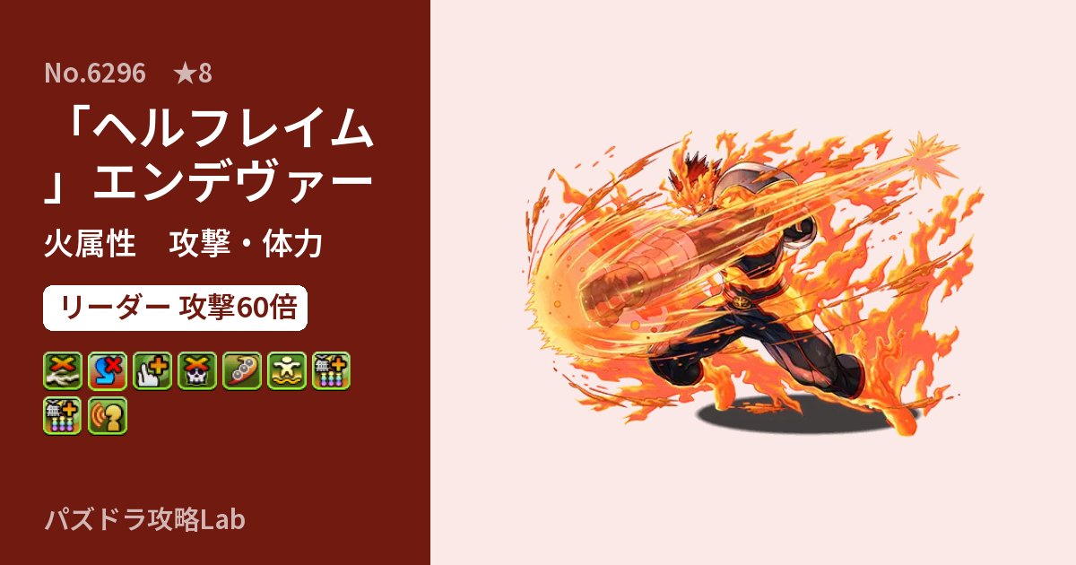 【パズドラ】「ヘルフレイム」エンデヴァーの性能・覚醒・スキルのアイキャッチ