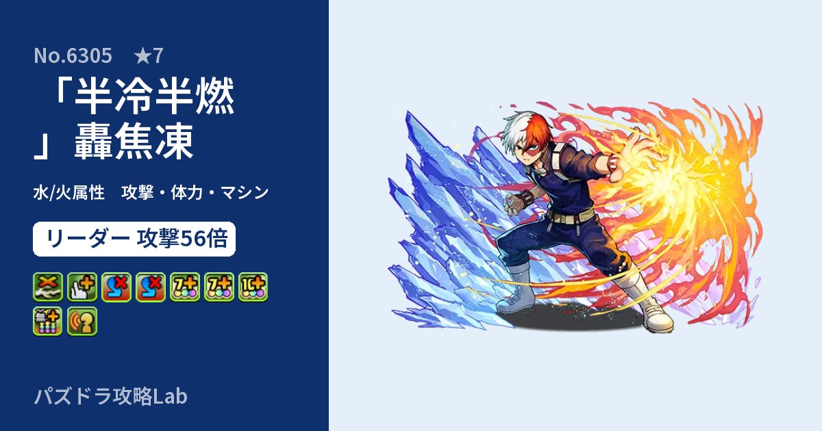 【パズドラ】「半冷半燃」轟焦凍の性能・覚醒・スキルのアイキャッチ