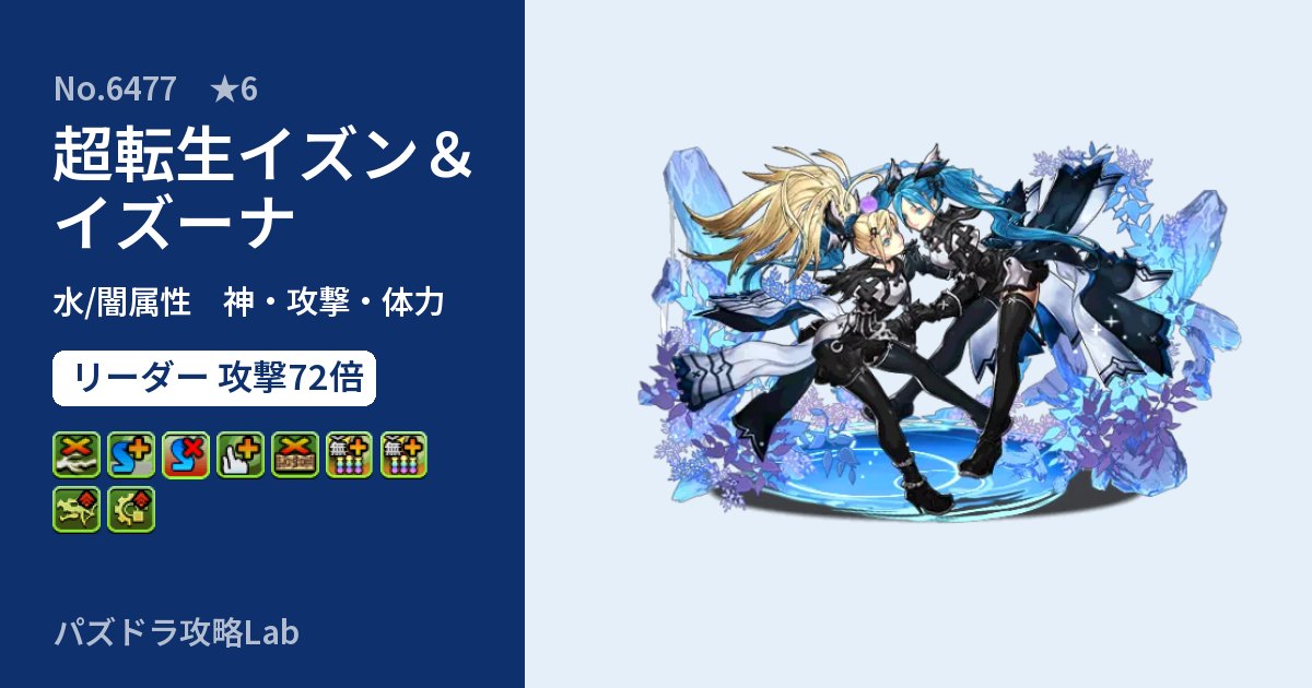 【パズドラ】超転生イズン＆イズーナの性能・覚醒・スキルのアイキャッチ