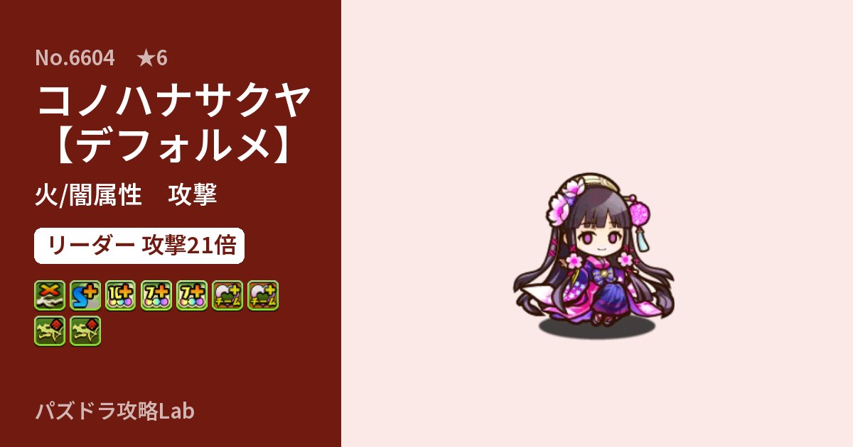 【パズドラ】コノハナサクヤ【デフォルメ】の性能・覚醒・スキルのアイキャッチ
