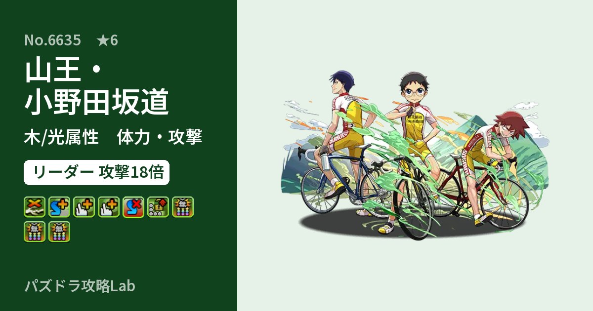 【パズドラ】山王・小野田坂道の性能・覚醒・スキルのアイキャッチ