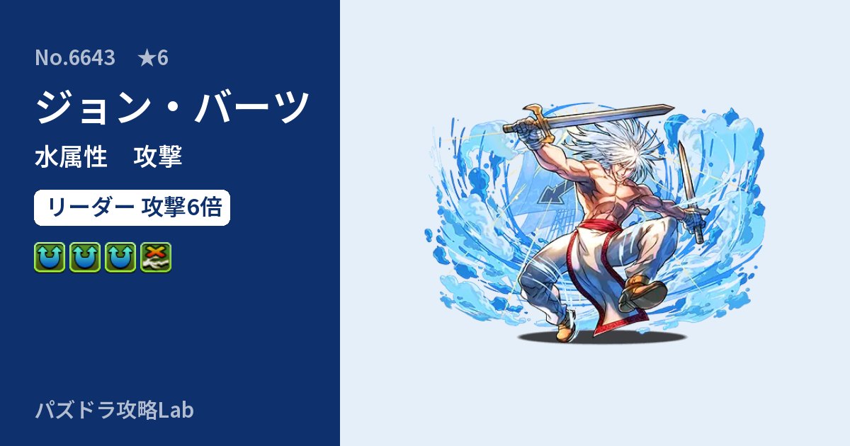 【パズドラ】ジョン・バーツの性能・覚醒・スキルのアイキャッチ
