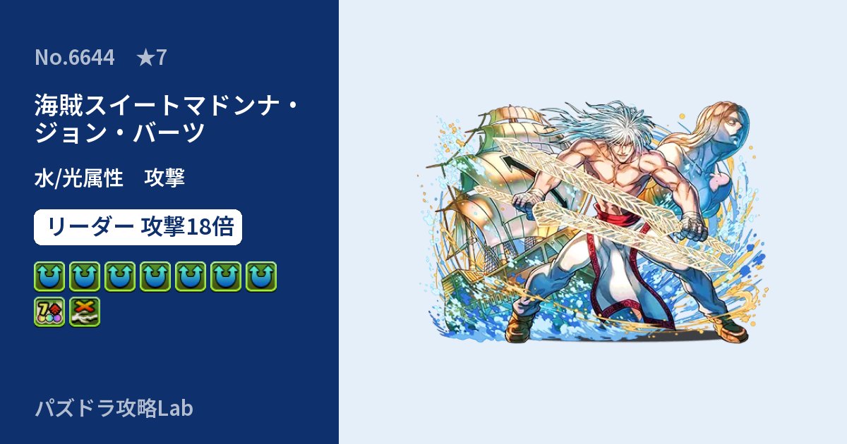 【パズドラ】海賊スイートマドンナ・ジョン・バーツの性能・覚醒・スキルのアイキャッチ