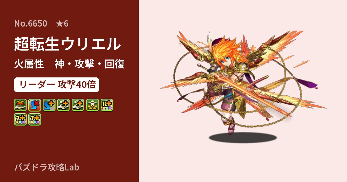 【パズドラ】超転生ウリエルの性能・覚醒・スキルのアイキャッチ