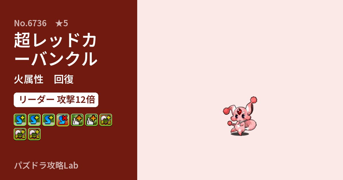 【パズドラ】超レッドカーバンクルの性能・覚醒・スキルのアイキャッチ