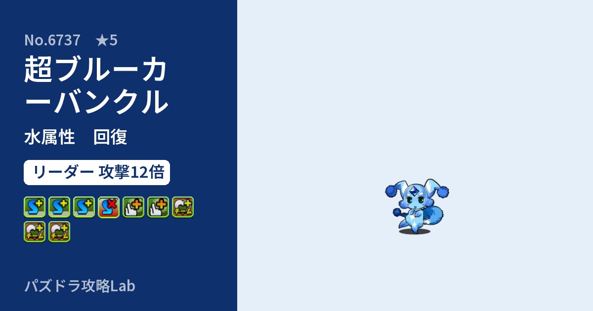 【パズドラ】超ブルーカーバンクルの性能・覚醒・スキルのアイキャッチ