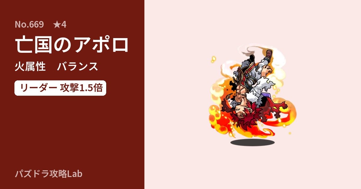 【パズドラ】亡国のアポロの性能・覚醒・スキルのアイキャッチ