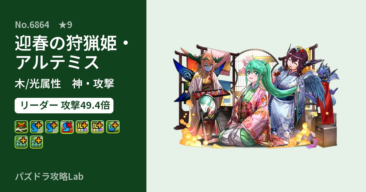 【パズドラ】迎春の狩猟姫・アルテミスの性能・覚醒・スキルのアイキャッチ