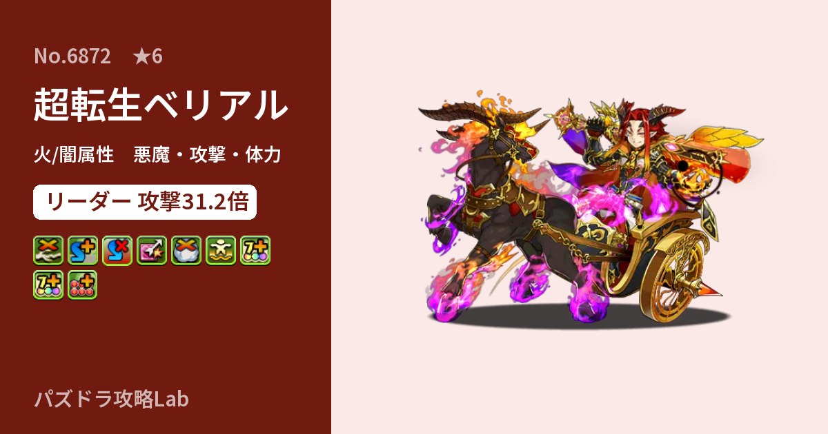 【パズドラ】超転生ベリアルの性能・覚醒・スキルのアイキャッチ