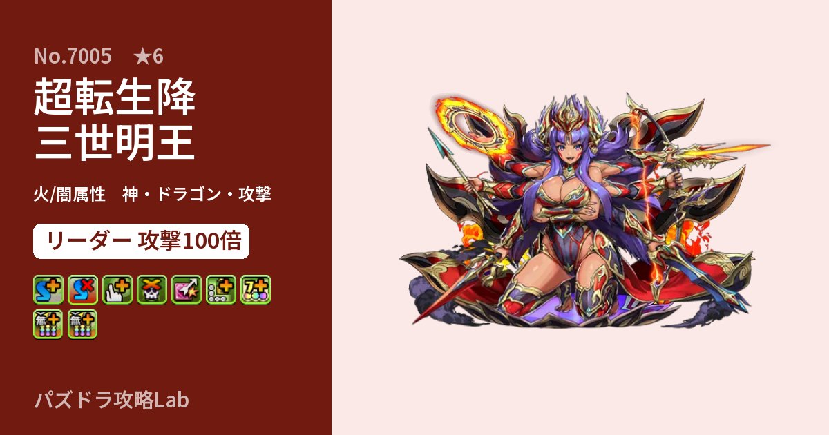 【パズドラ】超転生降三世明王の性能・覚醒・スキルのアイキャッチ