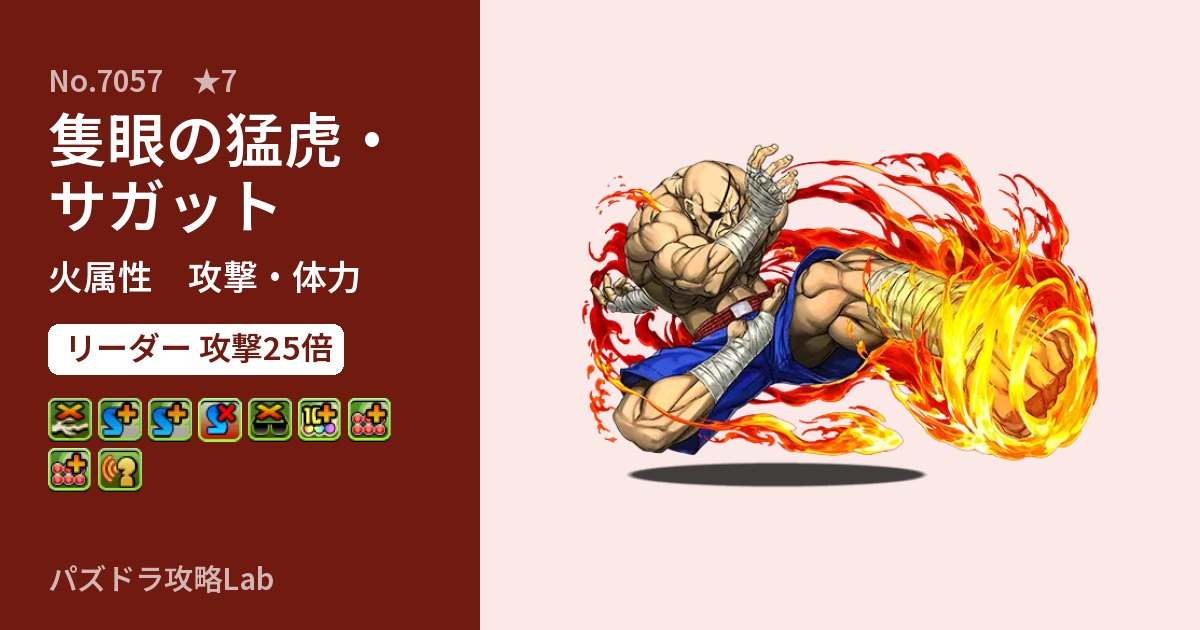 【パズドラ】隻眼の猛虎・サガットの性能・覚醒・スキルのアイキャッチ
