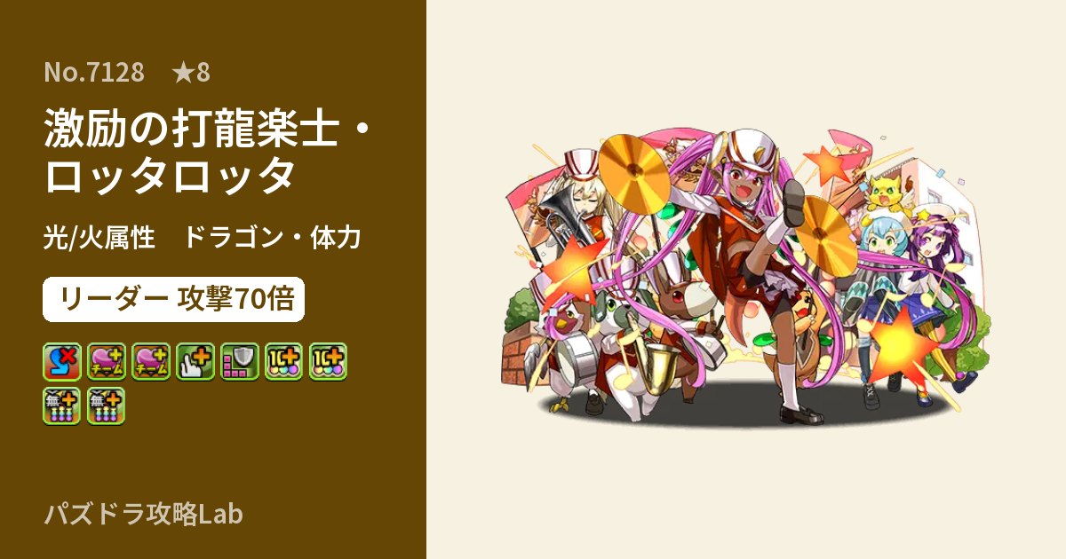 【パズドラ】激励の打龍楽士・ロッタロッタの性能・覚醒・スキルのアイキャッチ