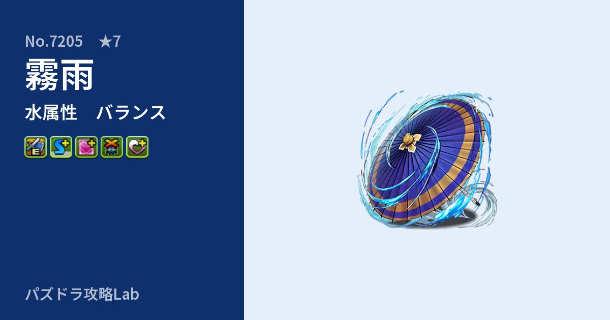 【パズドラ】霧雨の性能・覚醒・スキルのアイキャッチ