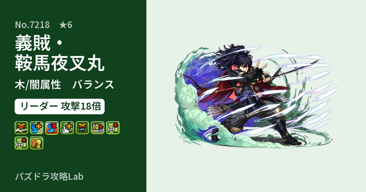 【パズドラ】義賊・鞍馬夜叉丸の性能・覚醒・スキルのアイキャッチ