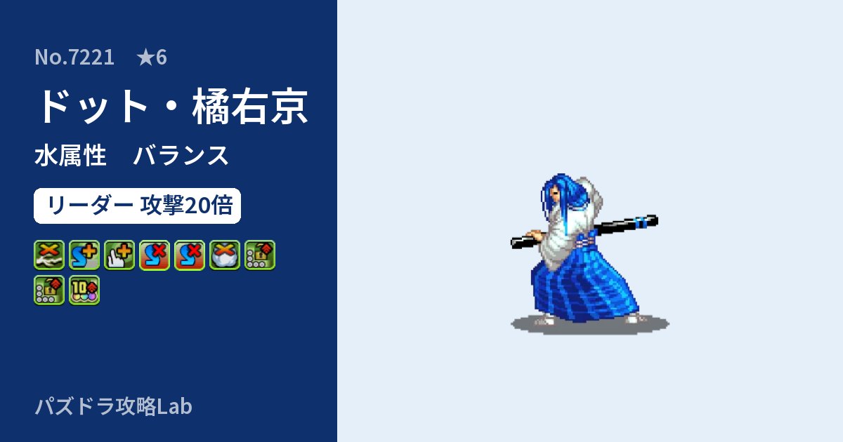 【パズドラ】ドット・橘右京の性能・覚醒・スキルのアイキャッチ