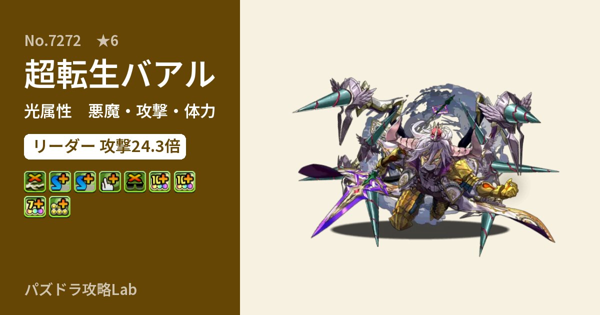 【パズドラ】超転生バアルの性能・覚醒・スキルのアイキャッチ