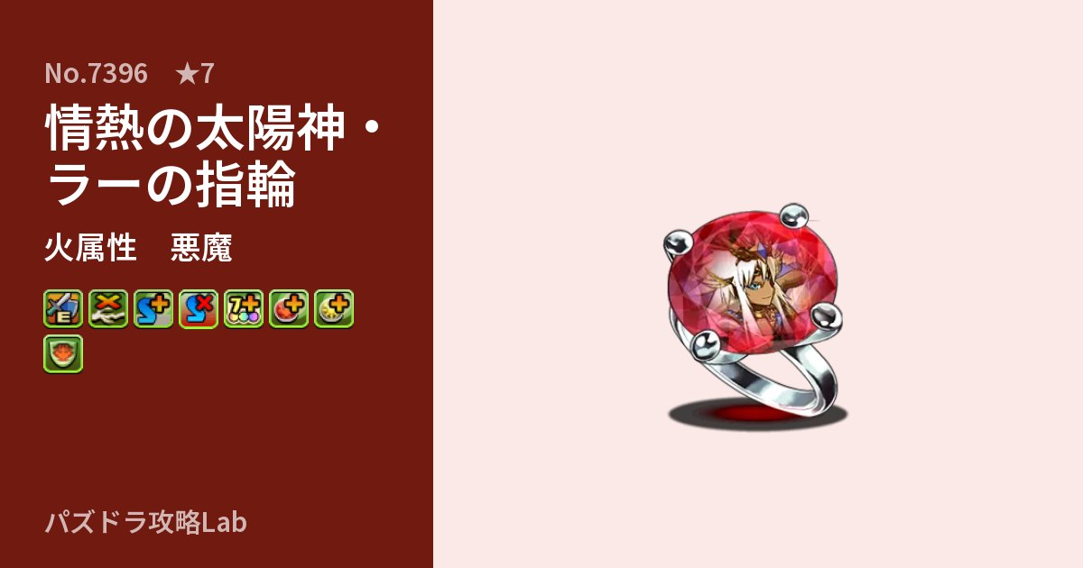 【パズドラ】情熱の太陽神・ラーの指輪の性能・覚醒・スキルのアイキャッチ