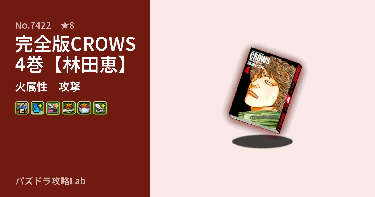 【パズドラ】完全版CROWS4巻【林田恵】の性能・覚醒・スキルのアイキャッチ