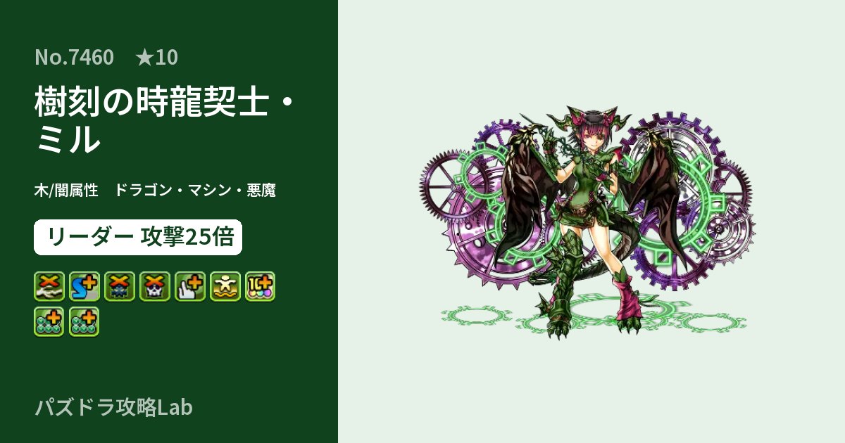 【パズドラ】樹刻の時龍契士・ミルの性能・覚醒・スキルのアイキャッチ