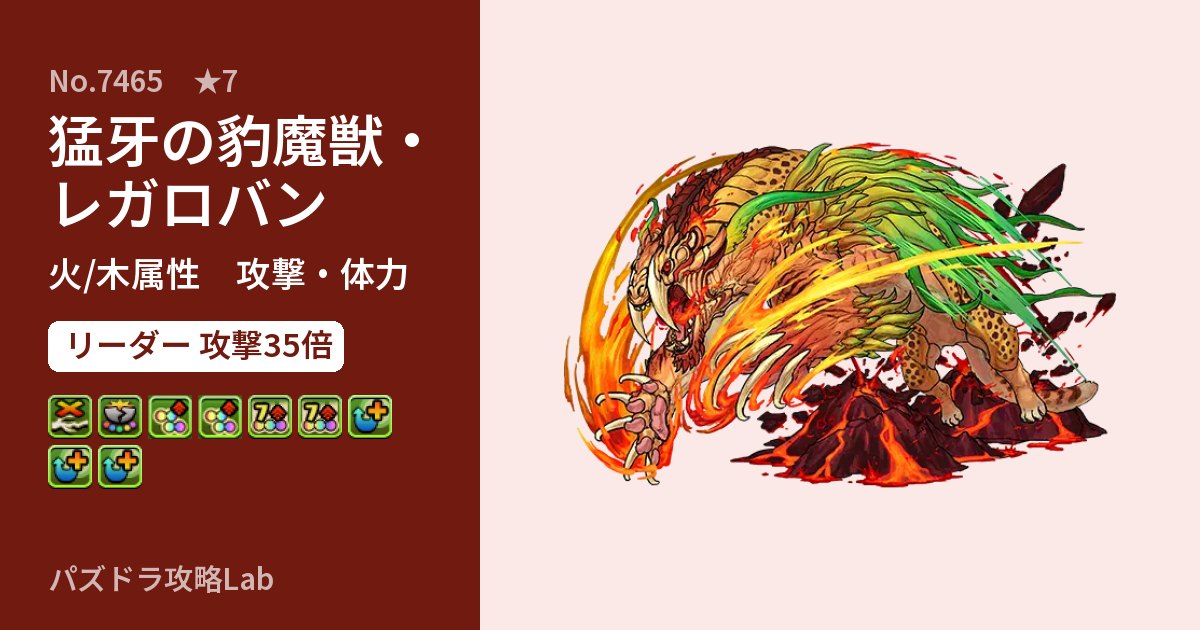 【パズドラ】猛牙の豹魔獣・レガロバンの性能・覚醒・スキルのアイキャッチ