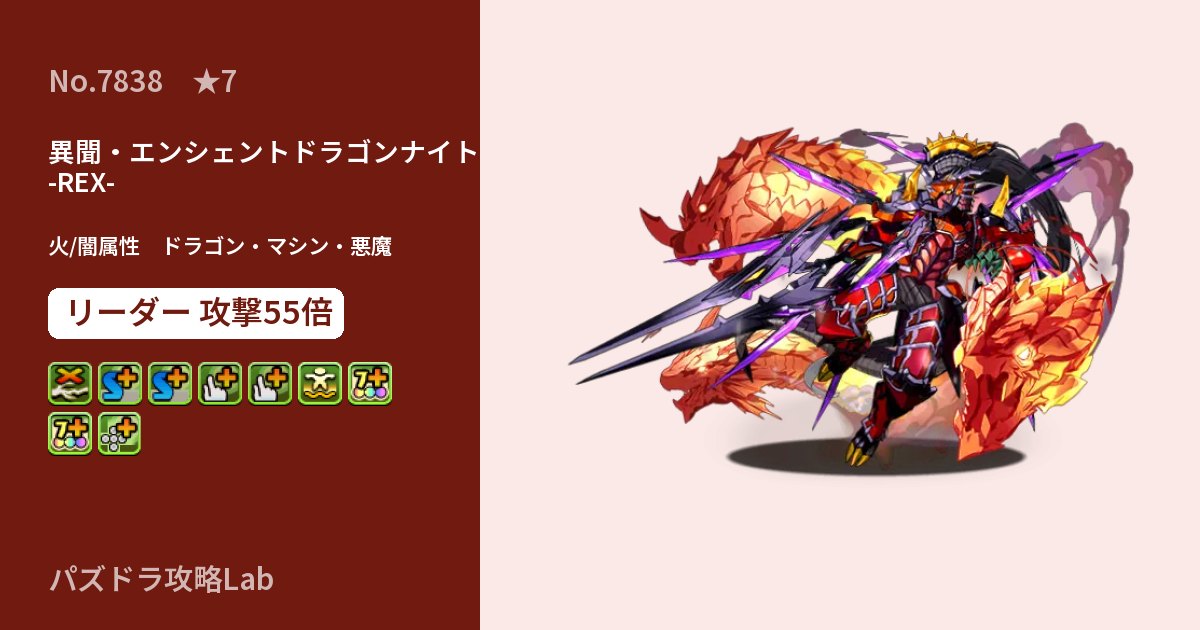 【パズドラ】異聞・エンシェントドラゴンナイト -REX-の性能・覚醒・スキルのアイキャッチ