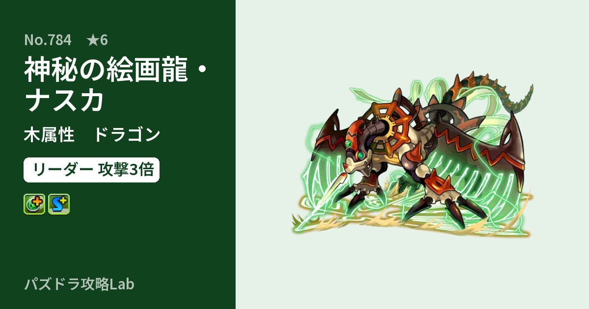 【パズドラ】神秘の絵画龍・ナスカの性能・覚醒・スキルのアイキャッチ