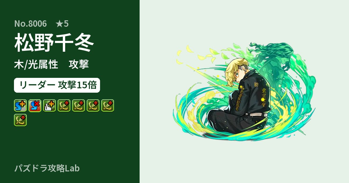 【パズドラ】松野千冬の性能・覚醒・スキルのアイキャッチ