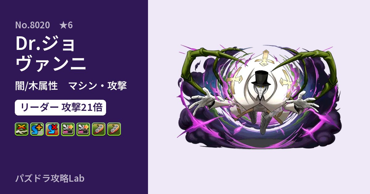 【パズドラ】Dr.ジョヴァンニの性能・覚醒・スキルのアイキャッチ