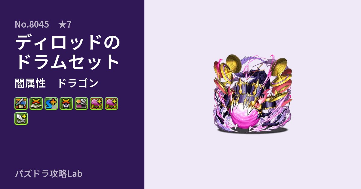 【パズドラ】ディロッドのドラムセットの性能・覚醒・スキルのアイキャッチ