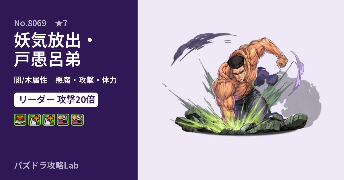 【パズドラ】妖気放出・戸愚呂弟の性能・覚醒・スキルのアイキャッチ