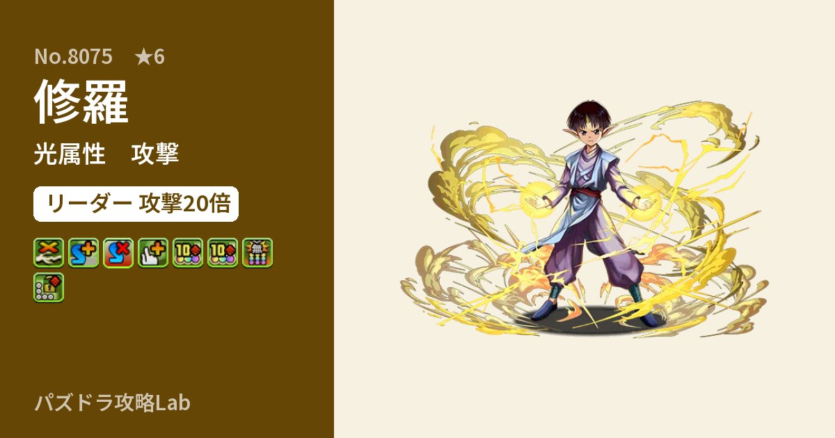 【パズドラ】修羅の性能・覚醒・スキルのアイキャッチ