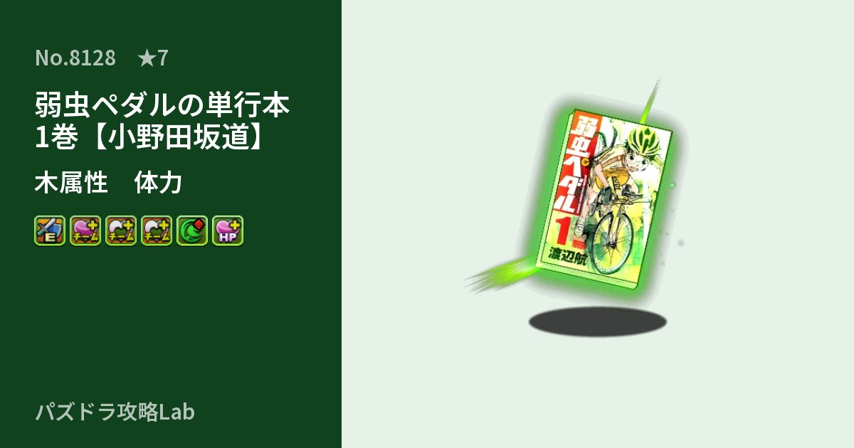 【パズドラ】弱虫ペダルの単行本1巻【小野田坂道】の性能・覚醒・スキルのアイキャッチ