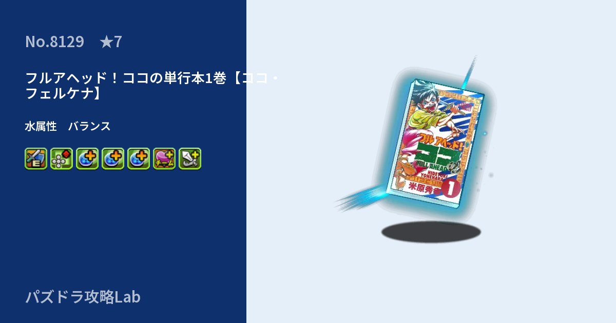 【パズドラ】フルアヘッド！ココの単行本1巻【ココ・フェルケナ】の性能・覚醒・スキルのアイキャッチ